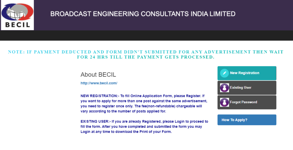 www.becil.com online apply, BECIL Recruitment 2023