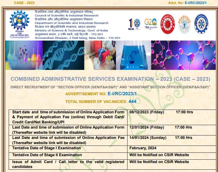 CSIR SO ASO Recruitment 2023, csir recruitment 2023