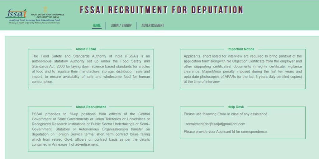 fssai recruitment 2023 apply online, www fssai gov in recruitment 2023