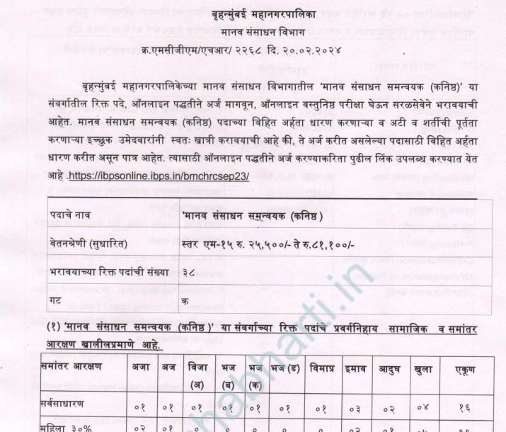 BMC Recruitment 2024 Notification, BMC Vacancy 2024